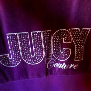 Juicy Couture Classic Zip Up Bling Purple Velour Hoodie Size Small Like New